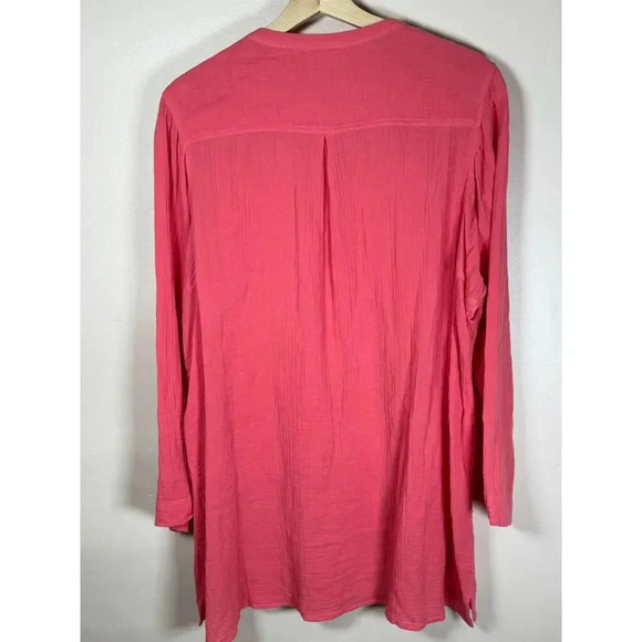 J.Jill pure Jill pink Slub Cotton Long Sleeve Tunic Button Front XL Lagenlook - Picture 6 of 12